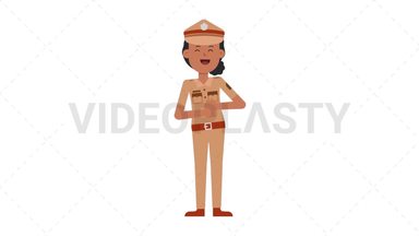 Indian Policewoman Laughing Stock Animation