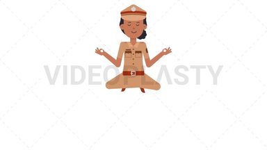 Indian Policewoman Meditating Stock Animation