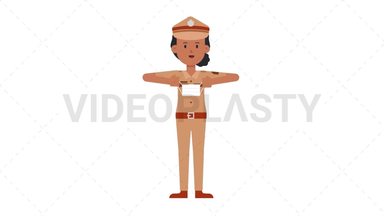 Indian Policewoman Putting on Face Mask Stock Animation