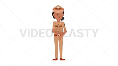 Indian Policewoman Sad Stock Animation