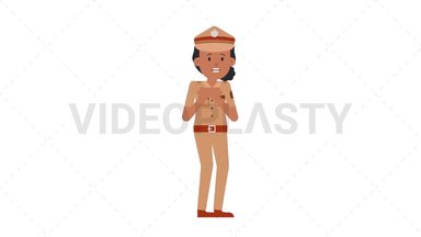 Indian Policewoman Scared Stock Animation
