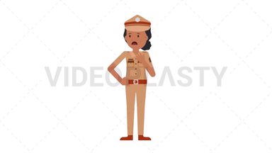 Indian Policewoman Shortness of Breath Stock Animation