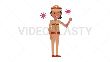 Indian Policewoman Sick with Covid Stock Animation