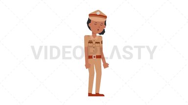 Indian Policewoman Sleepy Stock Animation