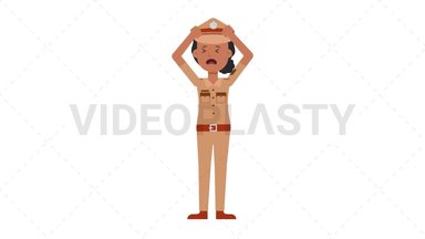 Indian Policewoman Stressed Stock Animation
