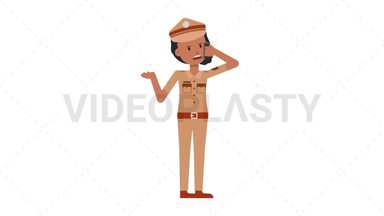 Indian Policewoman Talking on the Phone Angry Stock Animation