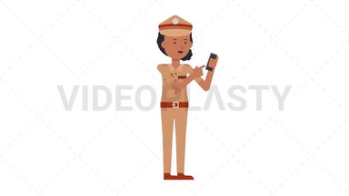 Indian Policewoman Using Phone Stock Animation
