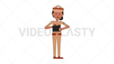 Indian Policewoman Using Tablet Happy Stock Animation
