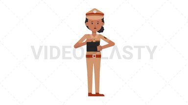 Indian Policewoman Using Tablet Sad Stock Animation