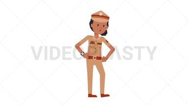 Indian Policewoman Waiting Stock Animation