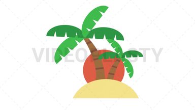 Island Flat Icon Stock Animation