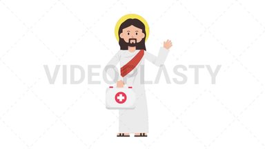 Jesus Holding First Aid Kit Stock Animation