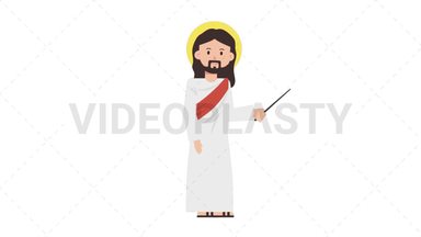 Jesus Holding Pointer Stick Stock Animation