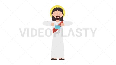 Jesus Putting on Face Mask Stock Animation