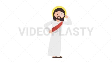 Jesus Searching with a Magnifying Glass Stock Animation