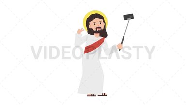 Jesus Selfie Stick Stock Animation