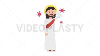Jesus Sick with Covid Stock Animation