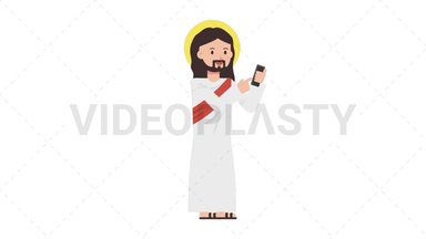 Jesus Using Phone Stock Animation