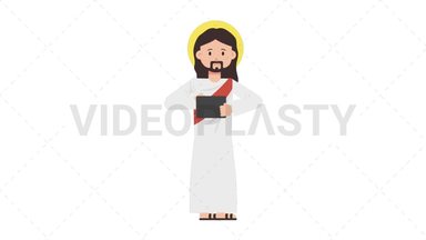 Jesus Using Tablet Sad Stock Animation