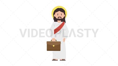 Jesus Waving with Briefcase Stock Animation