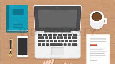 Laptop Typing Scene Stock Animation
