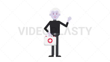 Male Vampire Holding First Aid Kit Stock Animation