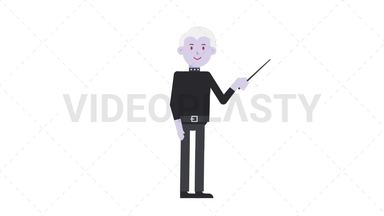 Male Vampire Holding Pointer Stick Stock Animation