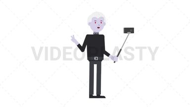 Male Vampire Selfie Stick Stock Animation