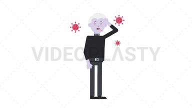 Male Vampire Sick with Covid Stock Animation
