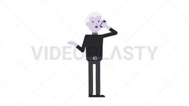 Male Vampire Talking on the Phone Angry Stock Animation