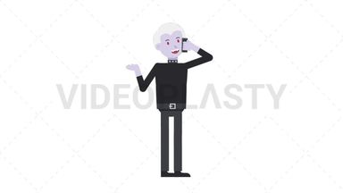 Male Vampire Talking on the Phone Happy Stock Animation
