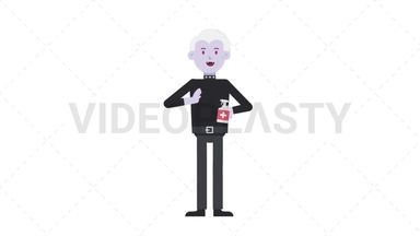 Male Vampire Using Disinfectant Spray Stock Animation