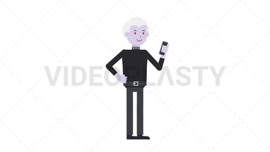 Male Vampire Using Phone Stock Animation