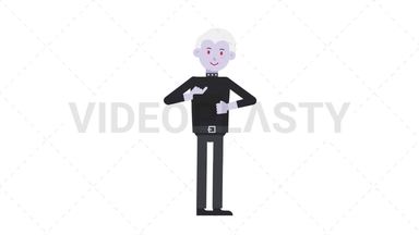 Male Vampire Using Tablet Happy Stock Animation