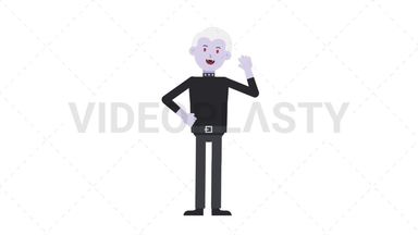 Male Vampire Waving Stock Animation
