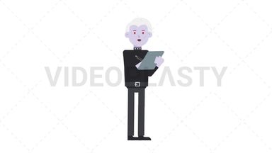 Male Vampire Writing on a Clipboard Stock Animation