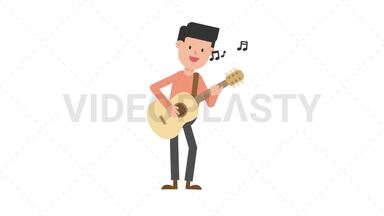 Man Playing Guitar Standing Stock Animation