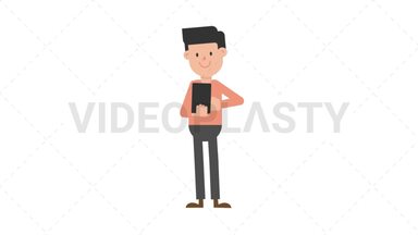 Man Playing with Tablet Stock Animation