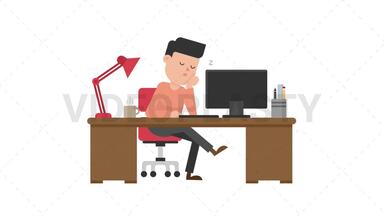 Man Sleeping at his Desk Stock Animation
