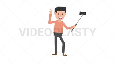 Man Taking a Selfie Stock Animation