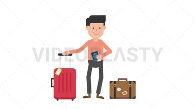 Man Traveling with Luggage Stock Animation