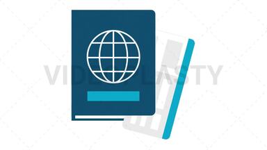 Passport Flat Icon Stock Animation