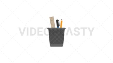 Pencil Holder Flat Icon Stock Animation