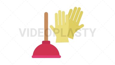 Plunger and Gloves Icon Stock Animation