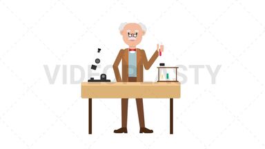 Professor Doing an Experiment Stock Animation