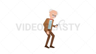 Professor Holding a Magnifying Glass Stock Animation