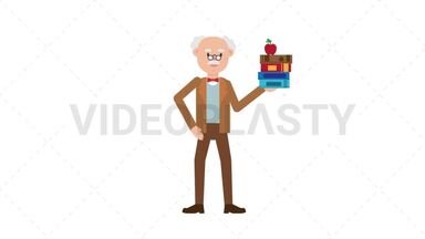 Professor Holding Books Stock Animation