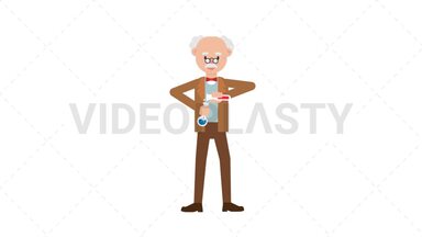Professor Holding Test Tubes Stock Animation