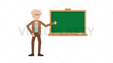 Professor Pointing on the Blackboard Stock Animation