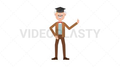 Professor Wearing a Graduation Hat Stock Animation